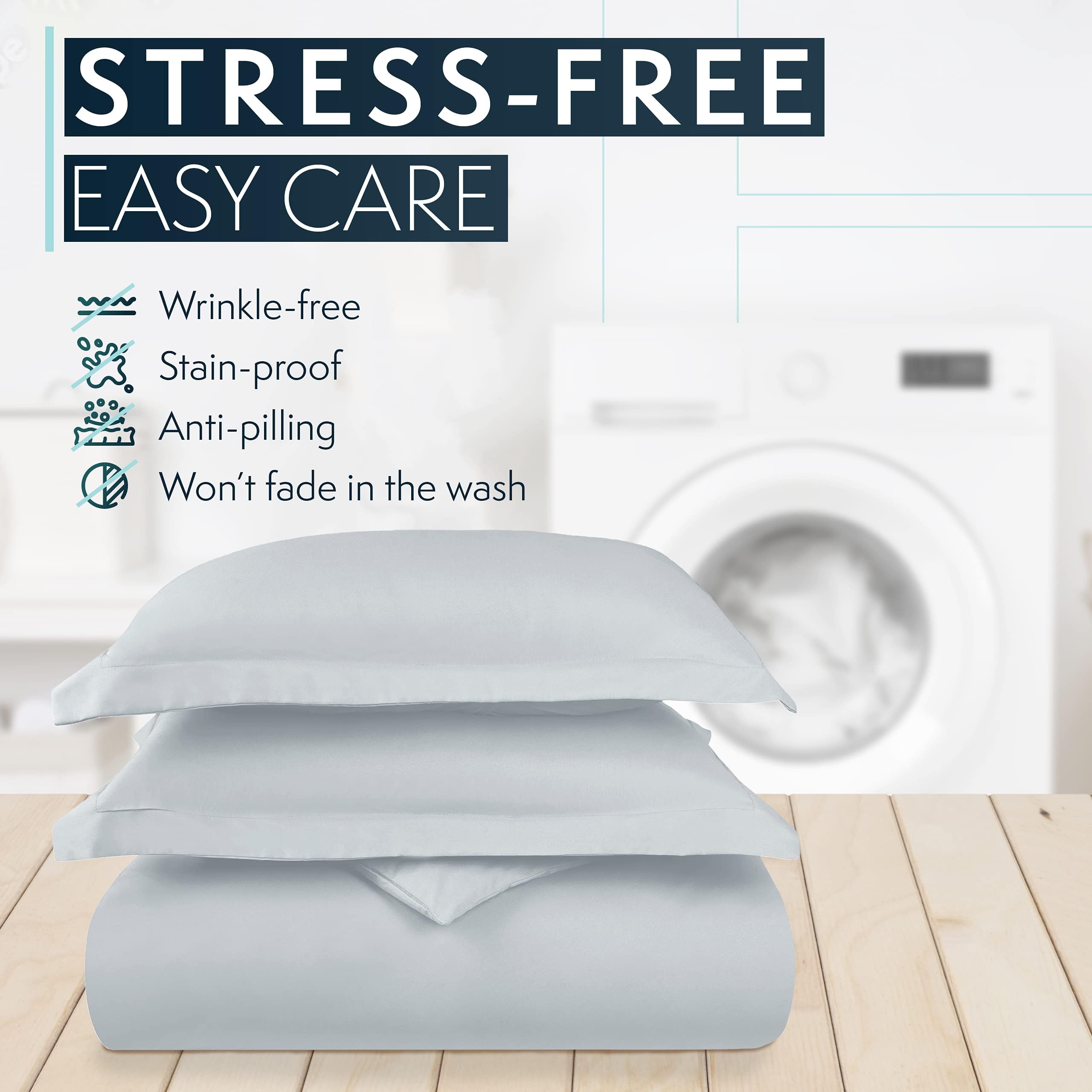 HC COLLECTION King Duvet Cover Set - 1500 Thread Lightweight Duvet Covers with Zipper Closure for Comforters w/ 2 Pillow Shams - Ice Blue