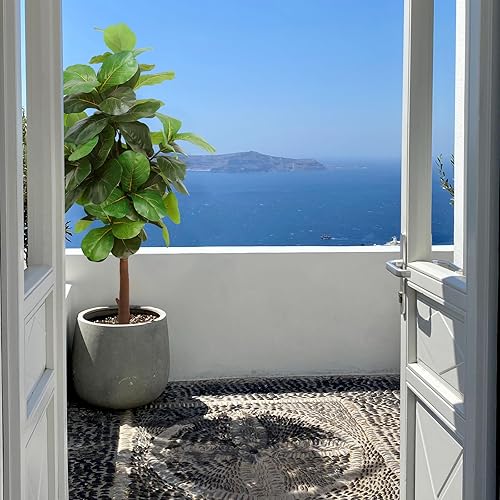 Miniatura 3 de Árbol de higuera de hoja de violín sintética de 6 pies, árbol artificial de ficus lyrata con 86 hojas, árboles artificiales de seda Ficus para