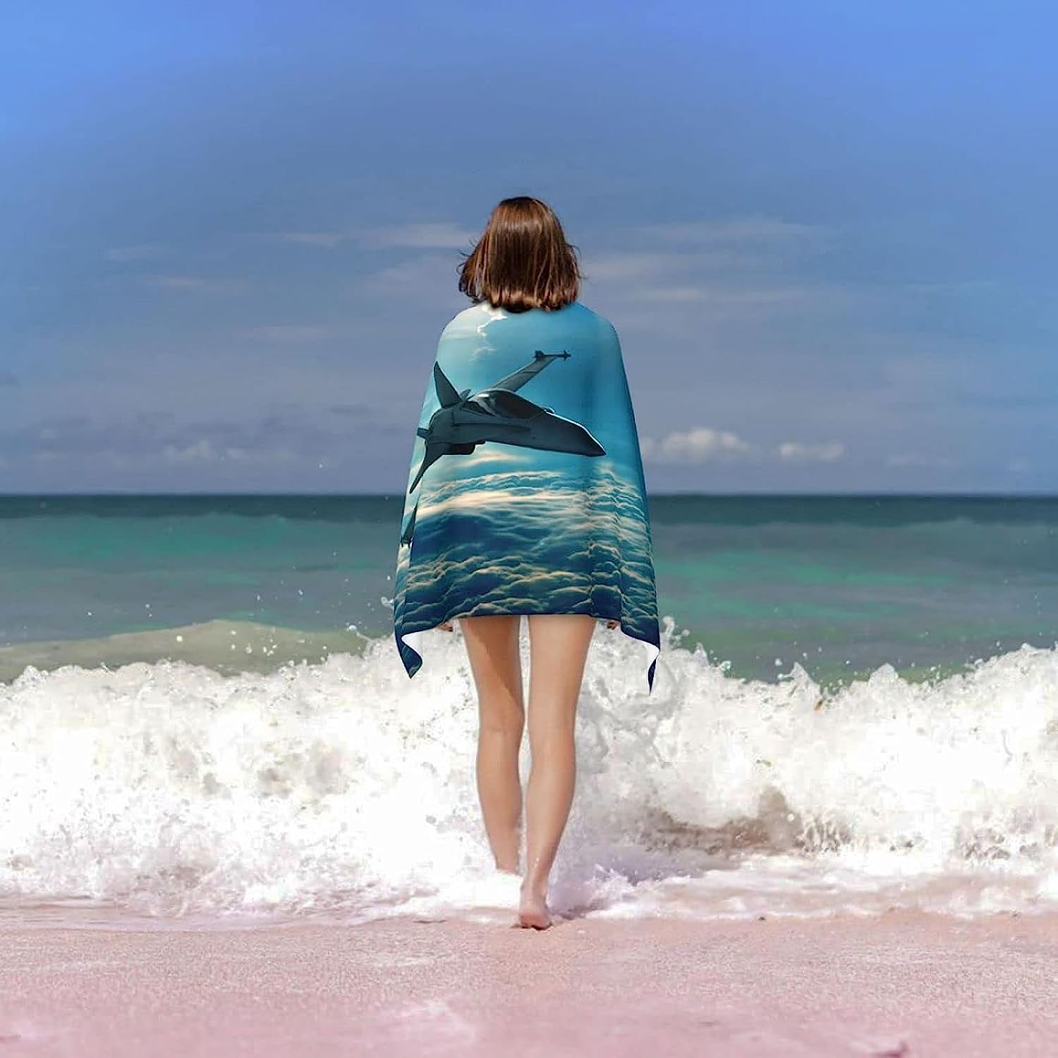 Telo Mare 3D Aereo Aereo 200 X 200 Cm, Telo Da Bagno, Telo Da Spiaggia In Microfibra. Asciugamano Ultra Leggero E Ad Asciugatura Rapida Per Sport, Coperta Da Spiaggia, Coperta Da Picnic -6N3A/K0J