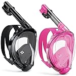 W WSTOO Full Face Snorkel Mask Adults,Suitable for Beginners Dry Top Snorkeling Gear,Can Your Mouth or Nose to Breathe,180 Degrees Panoramic View,Anti-Fog Anti-Leak,Summer Travel and Vacationing Gifts