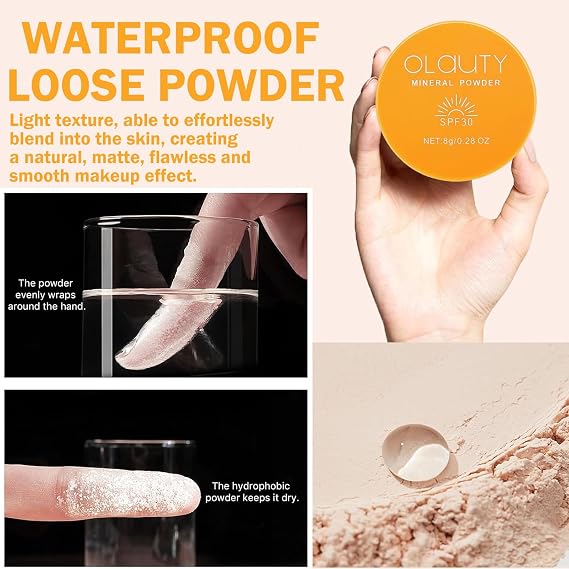 Loose Face Powder, Mineral Powder SPF 30, Setting Powder with Powder Puff, Oil Control, Buildable Coverage, Natural Matte Finish, Powder Sunscreen for Face & Scalp (Medium)