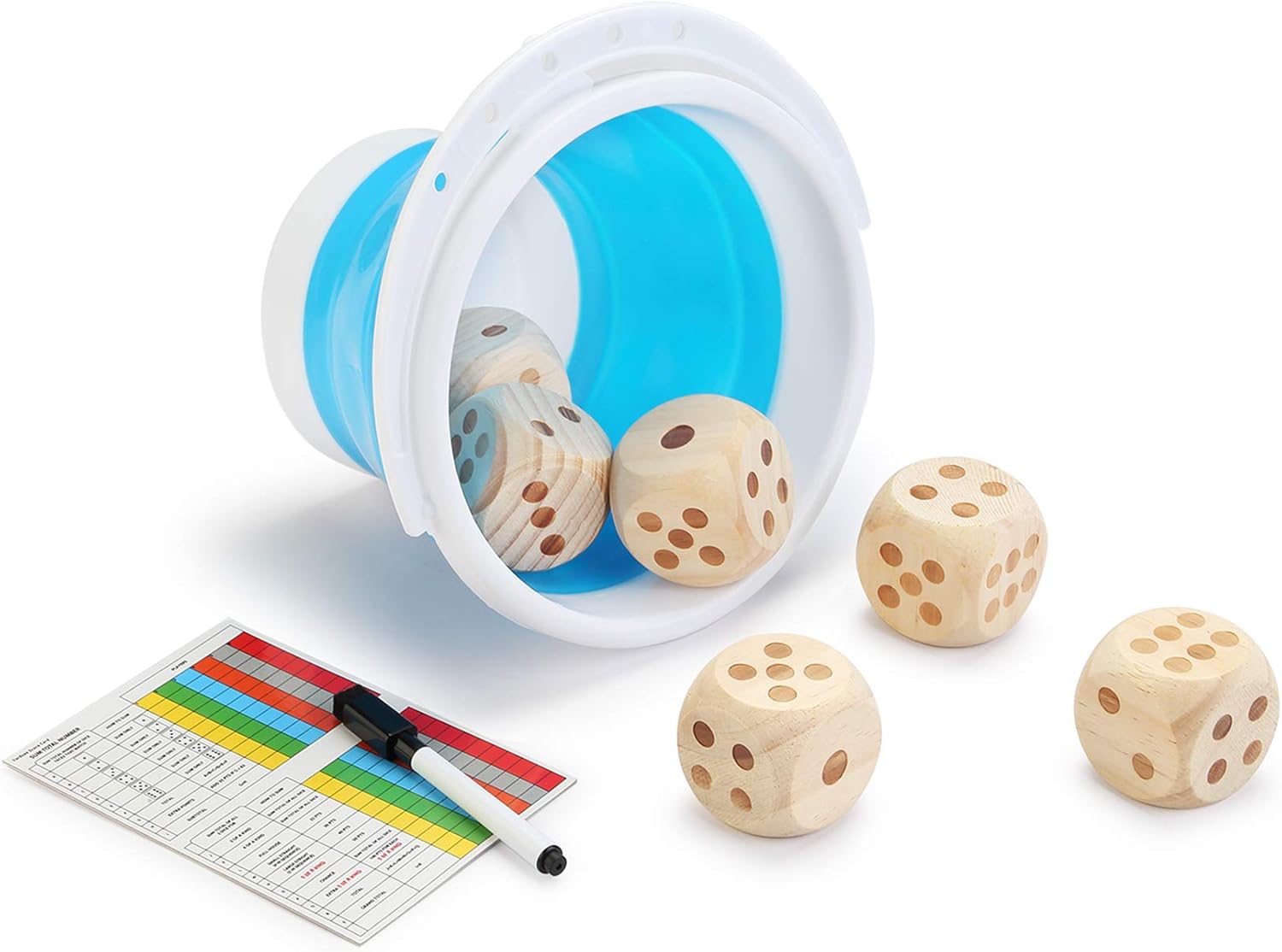 Yard Dice Game Set 2 Inch Wooden Yard Dice,Scorecards,Whiteboard