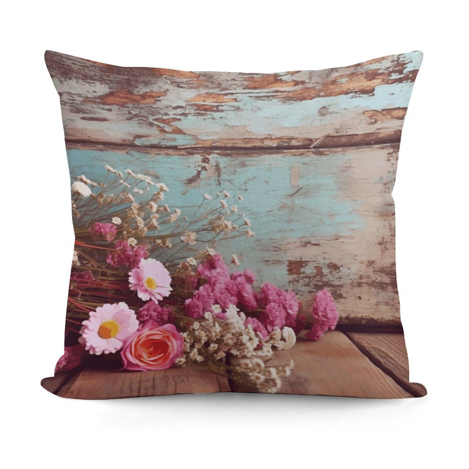 JTREHY Rustic Flowers Pillow Covers Decorative Throw Pillow Covers Soft Decor Couch Cushion Case Modern Square Pillow Cases Summer Pillow Cover for Sofa Living Room 18x18 in