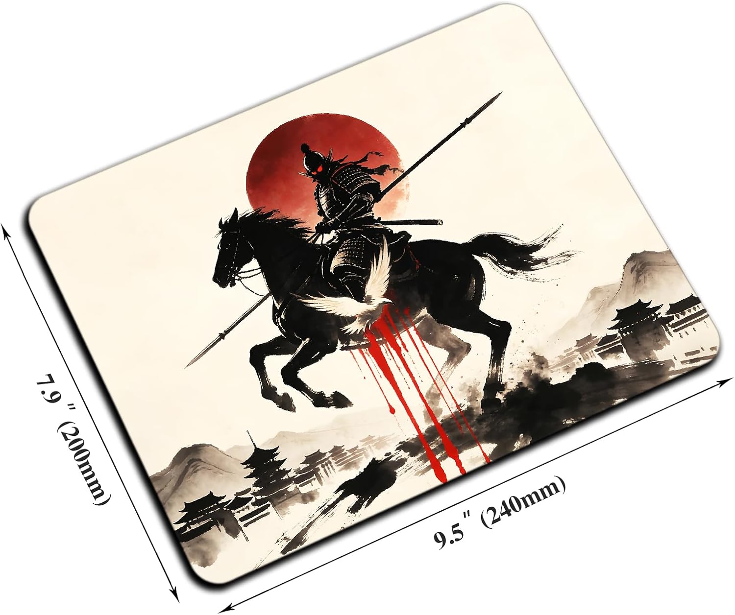 Cute Small Mouse Pad, Computer Mouse Pads for Desk, Non-Slip Rubber Base Portable Mousepad for Laptop, 9.5" x 7.9" Square Design for Home & Office Desk Accessories (Japanese Samurai) image 2