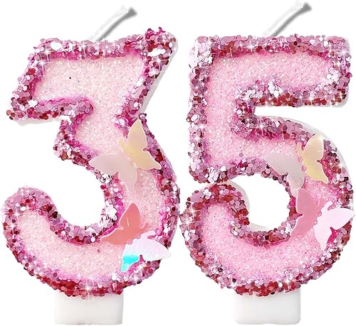 Miniatura 197 de Velas de números con purpurina de oro rosa de 2.8 pulgadas, muchos colores, regalos de cumpleaños de 22 años, velas de cumpleaños, velas de números