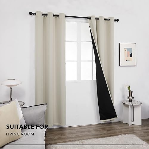 Miniatura 7 de Deconovo - Cortinas opacas de doble capa aislantes y térmicas para dormitorio habitación de los niños sala de estar o patio con ojales