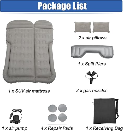 Miniatura 8 de X AUTOHAUX Colchón inflable de aire para coche, SUV, cojín de cama de campamento, almohada engrosada, colchón de PVC con bomba de aire eléctrica,