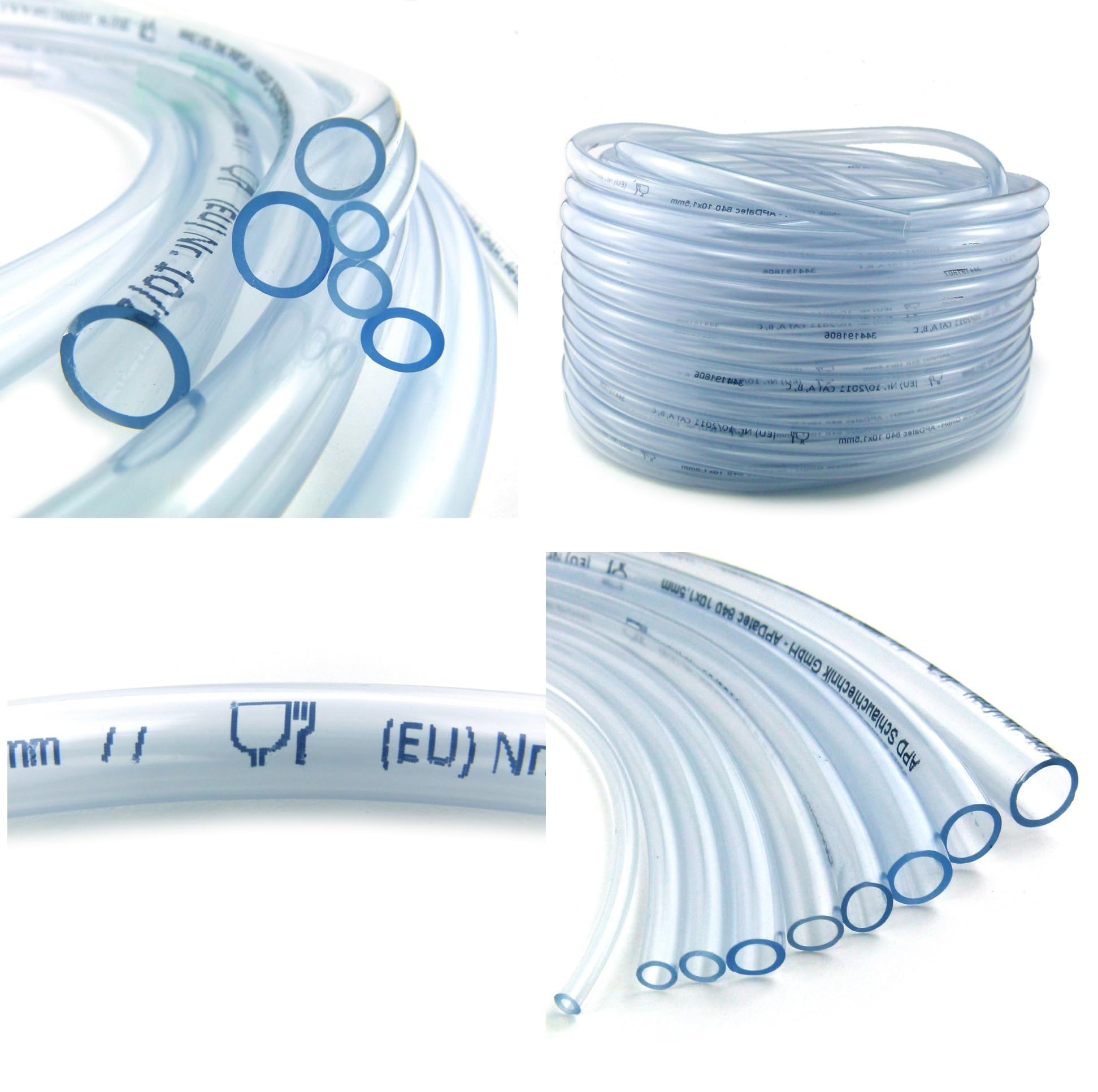 PVC Schlauch Aquariumschlauch Wasserschlauch Luftschlauch Lebensmittel konform Innen-Ø 13 mm, Außen-Ø 17 mm, Länge 20 m