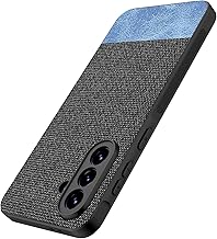 Kapa Soft Fabric & Leather Hybrid Protective Back Cover for Samsung Galaxy A37 5G | Shockproof Slim Hard Anti Slip Back Case (Black,Blue)