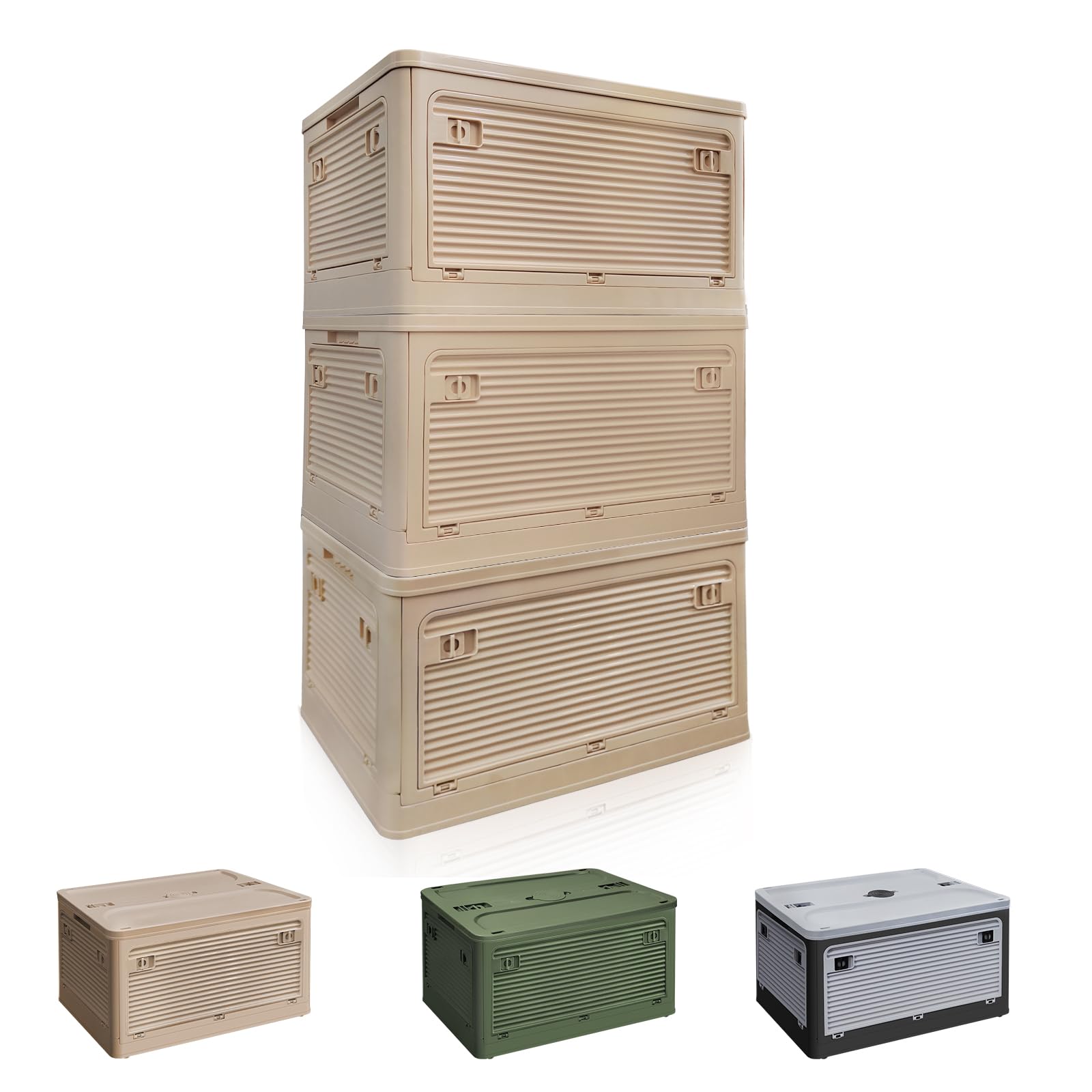 新品✨ 収納ケース 3個セット XL 蓋つき 折りたたみコンテナ 大容量 Amazon｜X XUNTAO【収納ボックス 折り畳み】収納ケース 木製の蓋