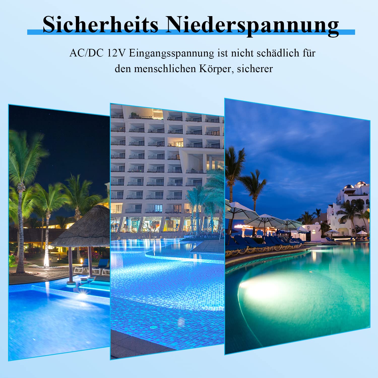 LED Illuminazione per Piscina PAR56, 40W LED Blu Luci Subacquee Luce per Piscina IP68 Impermeabile, Illuminazione Subacquea per Piscina 12V DC/AC (Blu)