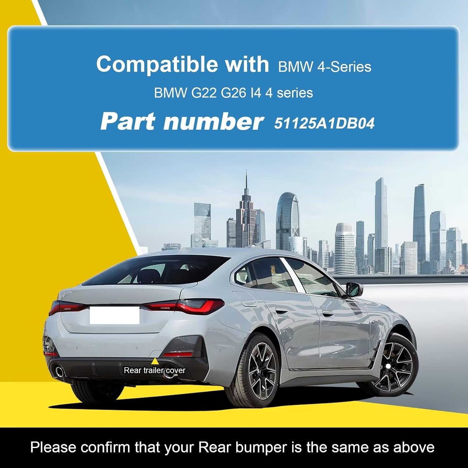 Car Rear Bumper Tow Hook Cover Compatible with BMW G22 G26 I4 4 Series 2021 2022 2023 Trailer Cover Cap 51125A1DB04 Towing Eye Cap Carbon Black Right Passenger Side