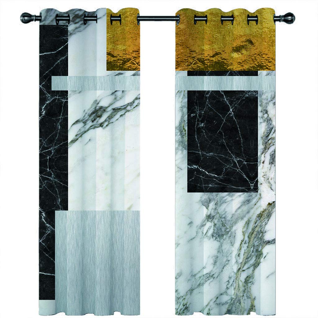 Rideaux occultants thermiques marbrés 234x230cm lot de 2 pour la chambre