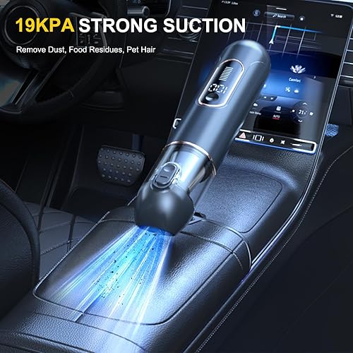 Miniatura 2 de Aspiradora de mano inalámbrica 4 en 1 para automóvil, 19000 PA, motor sin escobillas, soplado y succión 2 en 1, modos duales, tipo C, mini y