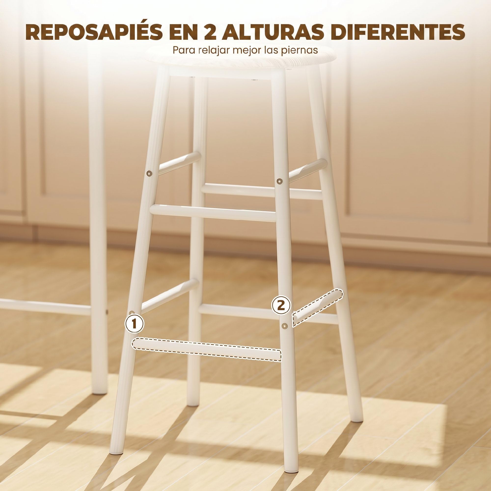 HOMCOM Juego de Mueble de Bar Set de Mesa Alta y 2 Taburetes con Estante de Almacenamiento y Marco de Metal para Cocina Comedor 80x50x90 cm Blanco