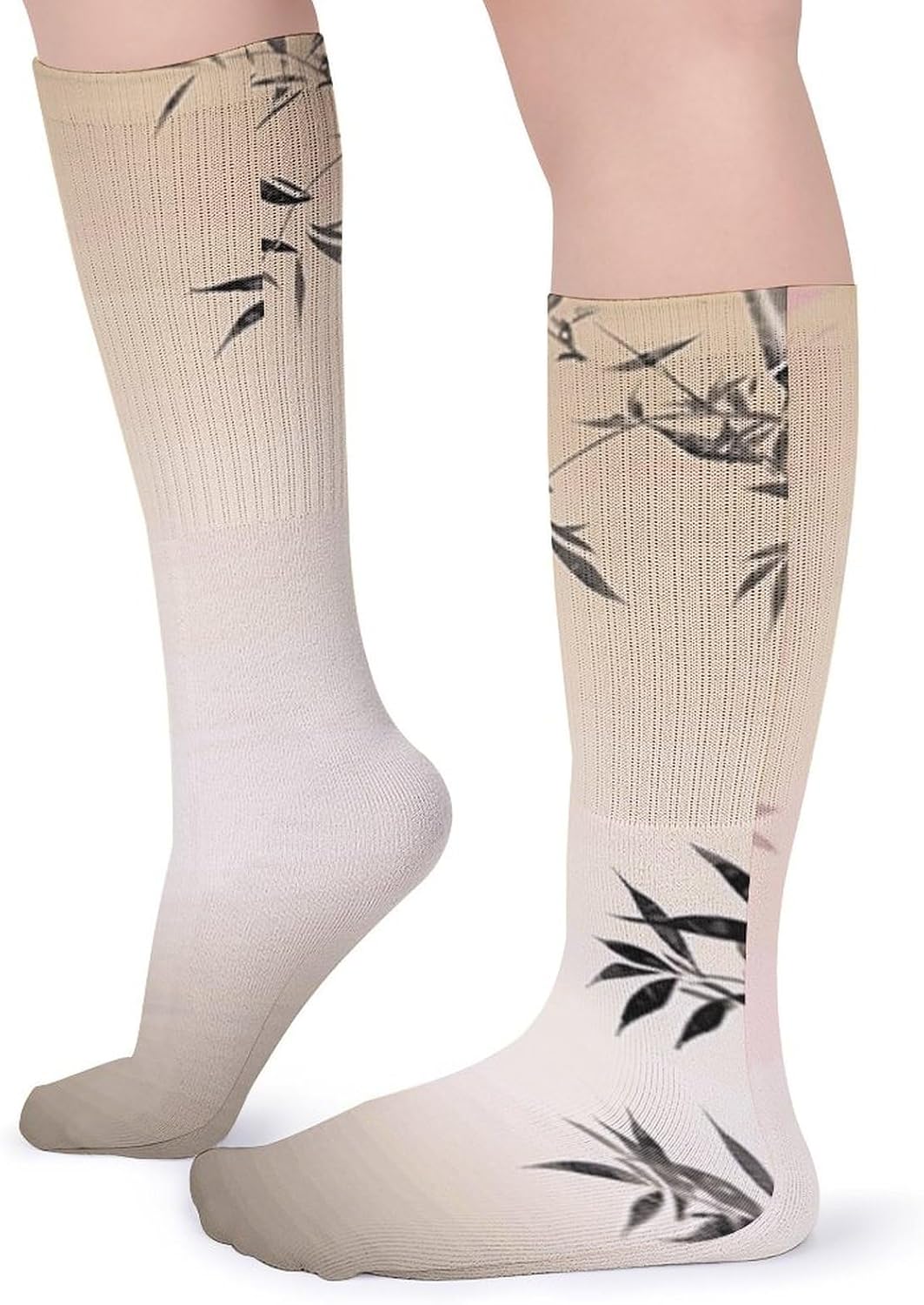 Breathable Crew Sock, Moisture Wicking, Athletic Calf Socks, Cozy | Flower Compression Socks for Women Men, Lightweight High Work Socks for Business, Casual