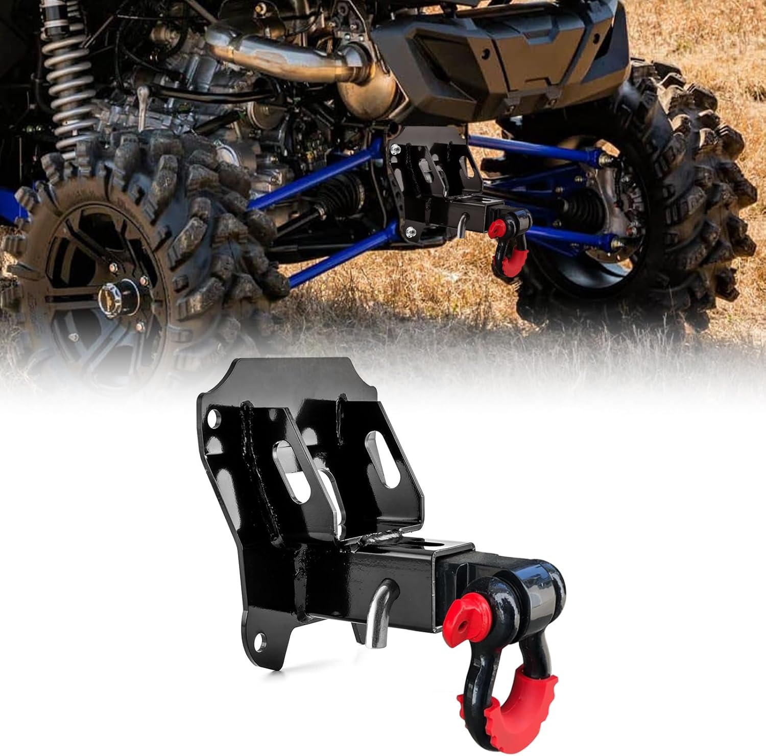 2” Rear Trailer Hitch No Drilling & Shackle Receiver with 3/4'' D Ring and 7/8" Locking Pin Compatible with Honda Talon 1000R 1000X 1000-4 2019-2024