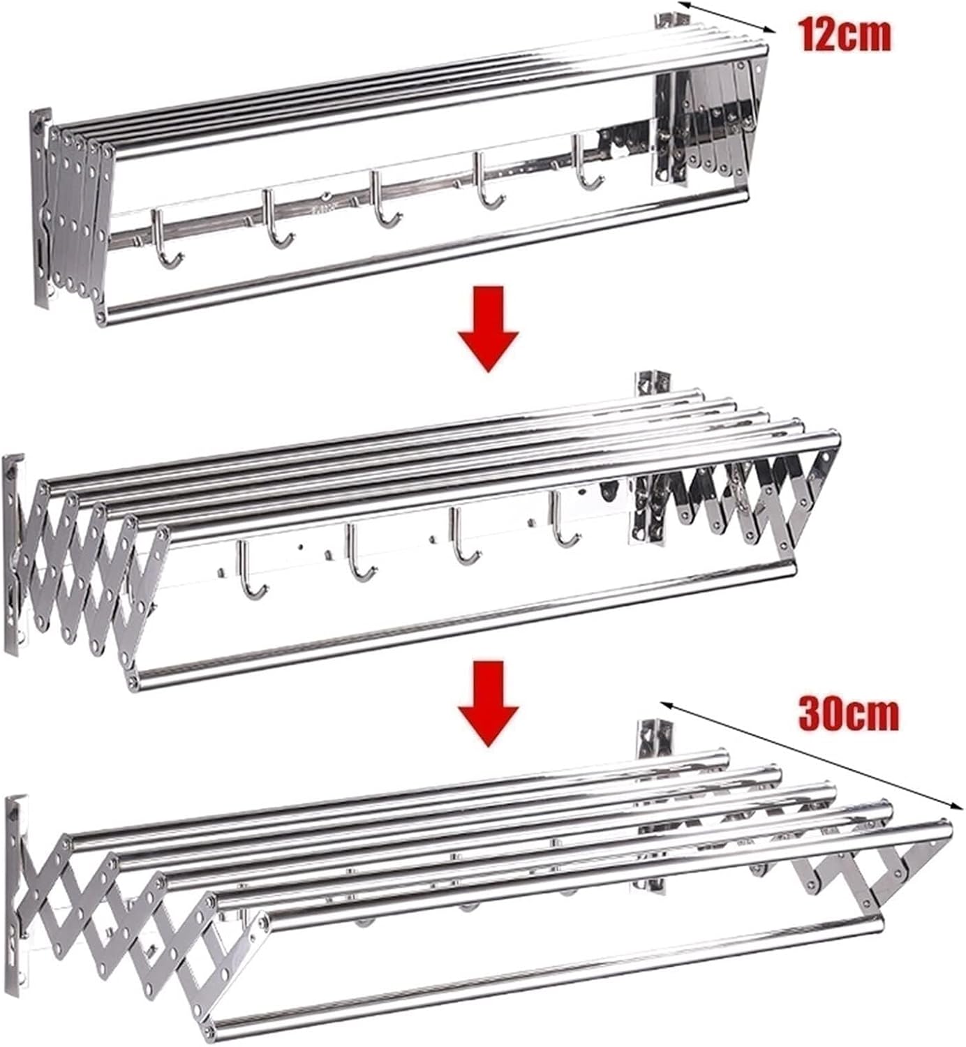 F Retractable Wall Mounted Clothes Drying Rack for Laundry Room Decoration Folding Hangers Airer for Clothing Space Saving and Fashionable 70Cm/27.6In,One Color-40cm