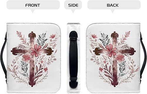 Miniatura 3 de Vodetik Fundas para la Biblia para niñas, funda floral para la Biblia para mujeres, tamaño extra grande con asa con cremallera, funda de transporte