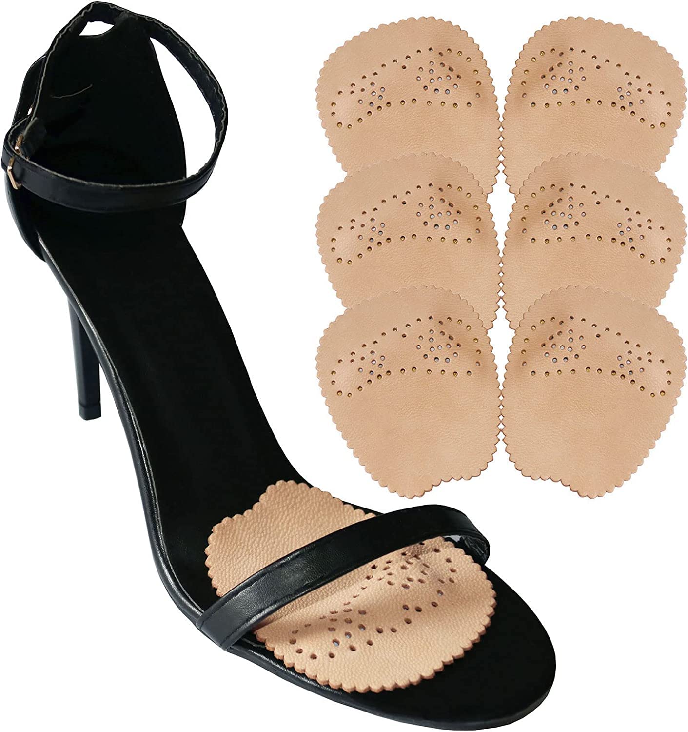 Premium Lambskin High Heel Pads for Ball of Foot to Prevent Slipping Extra Soft Metatarsal Pads Adhesive Reduce Pain Blister and Callus Forefoot Inserts Ball of Foot Cushions Insoles 3 Pairs, One Size