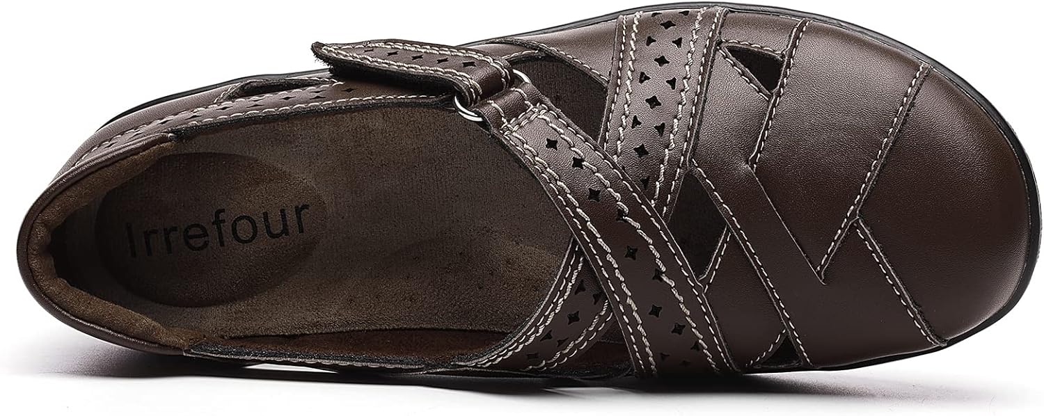 Irrefour Women's Classic Genuine Leather Casual Loafer Cute Slip-On Fashion Closed Toe Flat Sandal Comfy Work Sandal Everyday Walking Shoe - Image 9