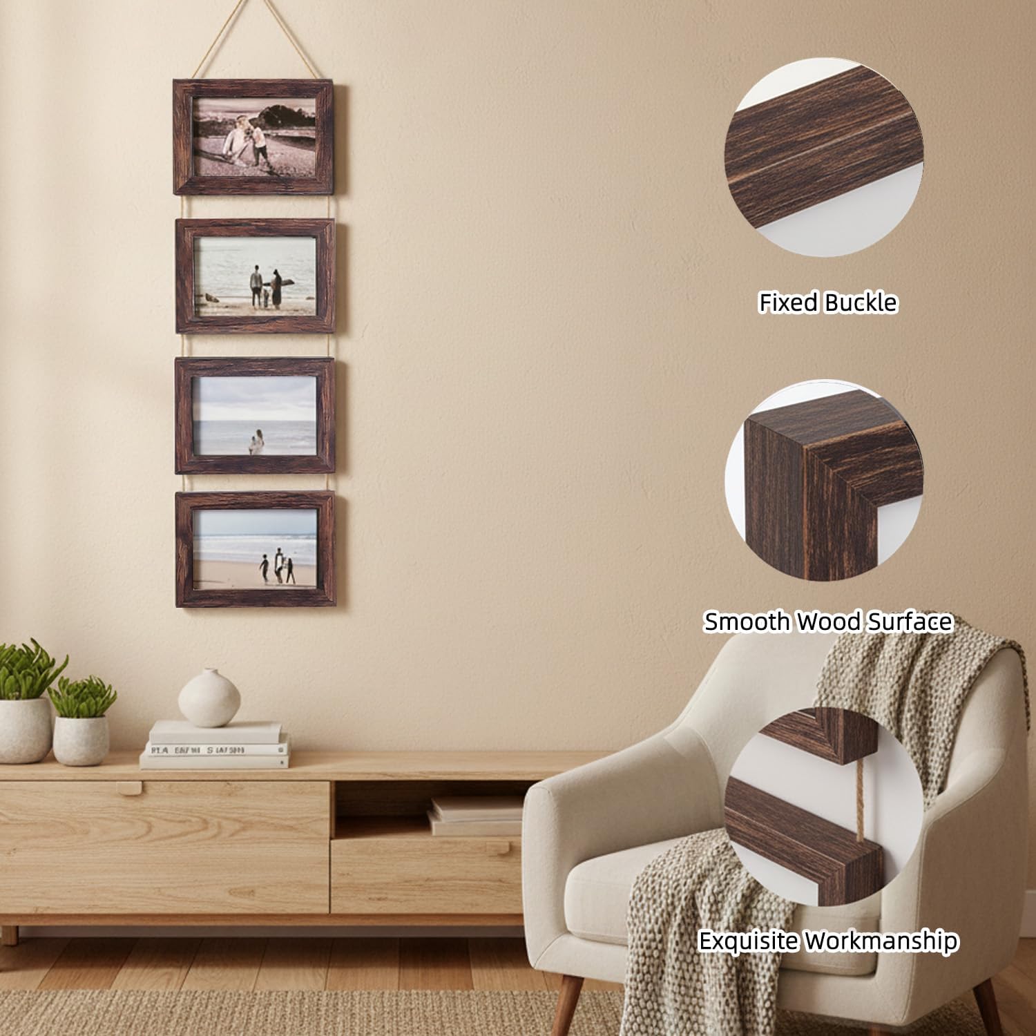 4-in-1 Sonogram Picture Frame, Display Pregnancy Keepsake Album for Pregnancy Announcements, Gender Reveal and Newborn Photos, Perfect Nursery Decor, First Time Mom Gifts, Brown - Image 3