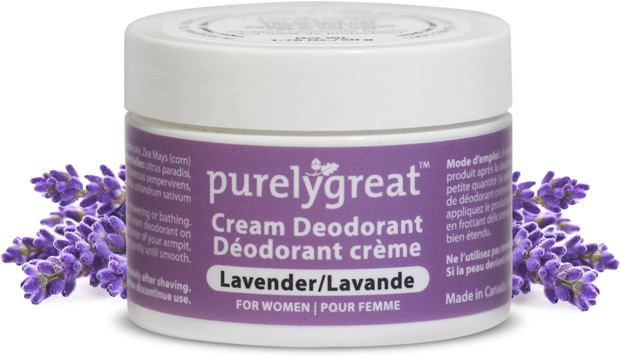 PurelygreatNatural Deodorant for Women, EWG Verifiedâ„¢ Deodorant, Vegan and Cruelty Free, Aluminum and Paraben Free, All Natural Deodorant - Lavender Scent