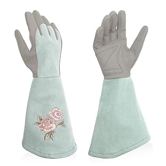 Rose Gloves Womens Gardening Gloves Shrub Gloves Made of Faux Leather with All-Round Protection Against Thorns Long Work Gloves with Puncture Resistant for Gardening