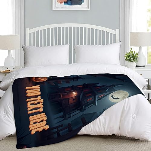 Miniatura 5 de Manta de Halloween personalizada con calabaza, manta de franela suave, decoración de Halloween para sofá, sala de estar, dormitorio, regalos