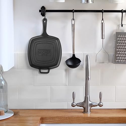 Miniatura 4 de Commercial CHEF Sartén de hierro fundido, sartén cuadrada de hierro fundido pre-sazonado de 10.5 pulgadas