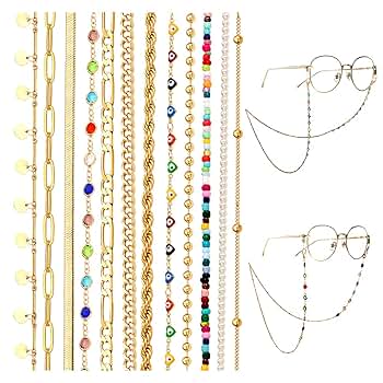 アクセサリー END EYEGLASSES HOLDER CHAIN NECKLACE Leftwei Gold Eyeglass Chain, Alloy Eyeglass Holder Chain