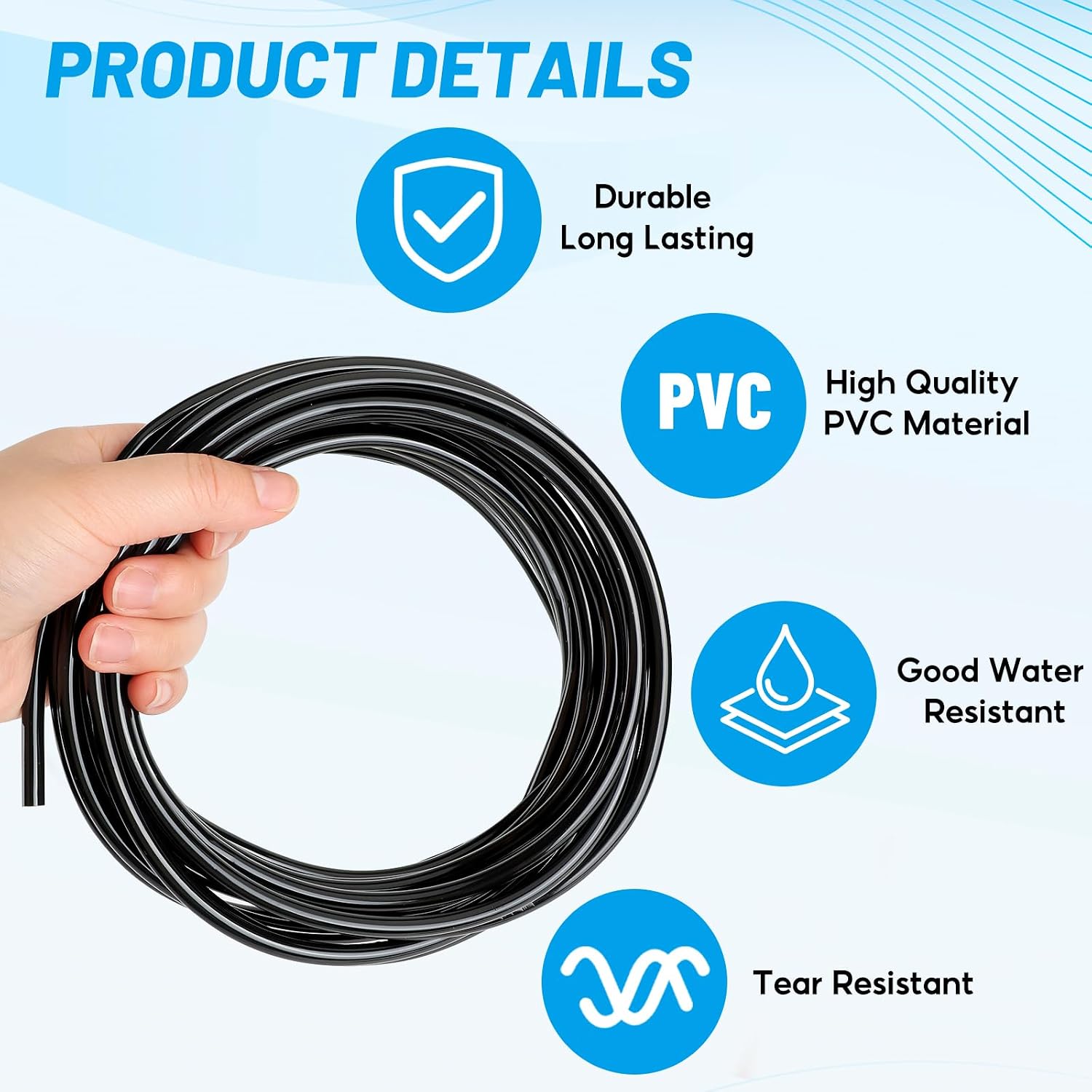 2Roll Boat Speedometer Pitot Tubing Universal Marine Boat Speedometer Pick-up Pitot PVC Tubing Black Food Grade PVC Hose Tube Pipe for Pump Transfer （3.5mm ID x 6mm OD, 20 Ft）