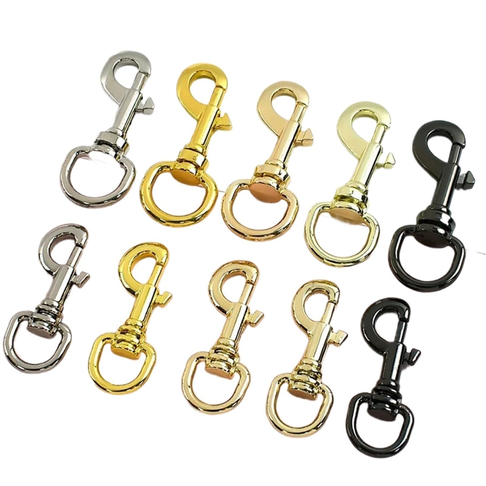 Ganchos De Metal Giratorio 5-20Pcs 11/15mm Metal Bag Strap Buckles Swivel Lobster Clasp Keychain Trigger Snap Hook Carabiner Clip DIY(LightGold-15mm,20Pcs)
