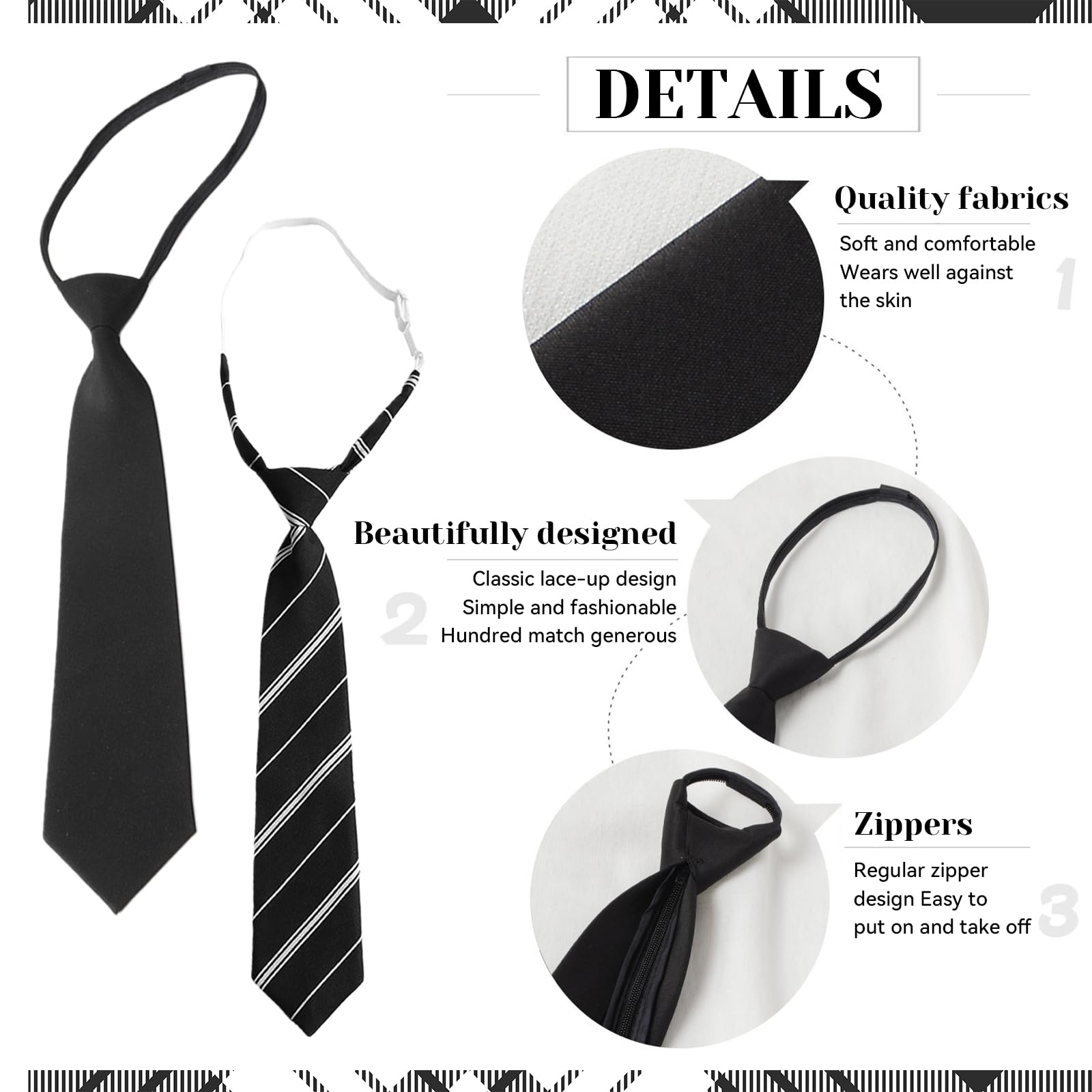 Corbata de 2 piezas para niños, elegante lazo ajustable, corbata negra, corbata de disfraz, corbata dulce para niños, uso diario
