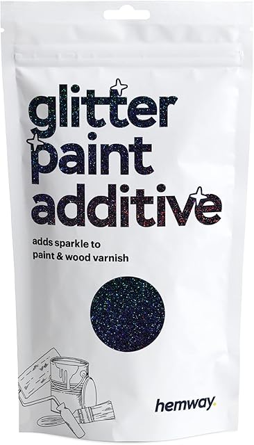 Hemway Black Holographic Glitter Paint Additive 100g / 3.5oz for Acrylic Latex Emulsion Paint - Interior & Exterior Wall, Ceiling, Wood, Varnish, Dead Flat, Matt, Gloss, Satin, Silk