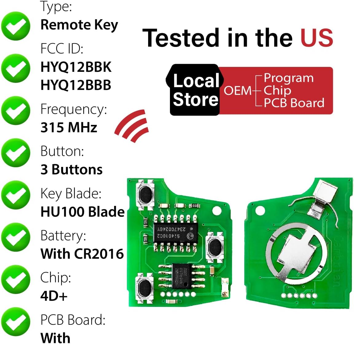Replacement for 2001 2002 2003 2004 2005 2006 2007 2008 2009 2010 2011 Lexus ES330 LS430 SC430 Key Fob Remote Control HYQ12BBK 3 Buttons 315MHz