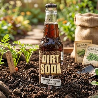 Rocket Fizz Dirt Soda Flavor | Cane Sugar | Craft Soda Pop Drinks | 12 oz in Glass Bottle (Single Bottle)