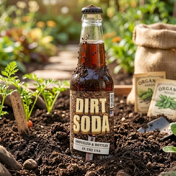 Rocket Fizz Dirt Soda Flavor | Cane Sugar | Craft Soda Pop Drinks | 12 oz in Glass Bottle (Single Bottle)