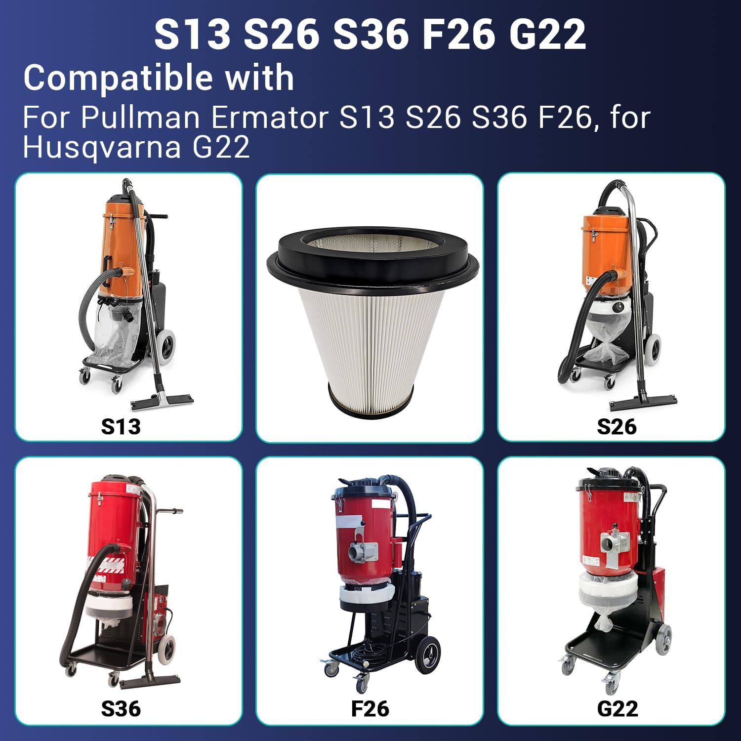 200900050 Conical Pre Filter Compatible with Pullman Ermator S26 S36 S13 F26 For Husqvarna G22 HEPA Conical Dust Extractor 590430201