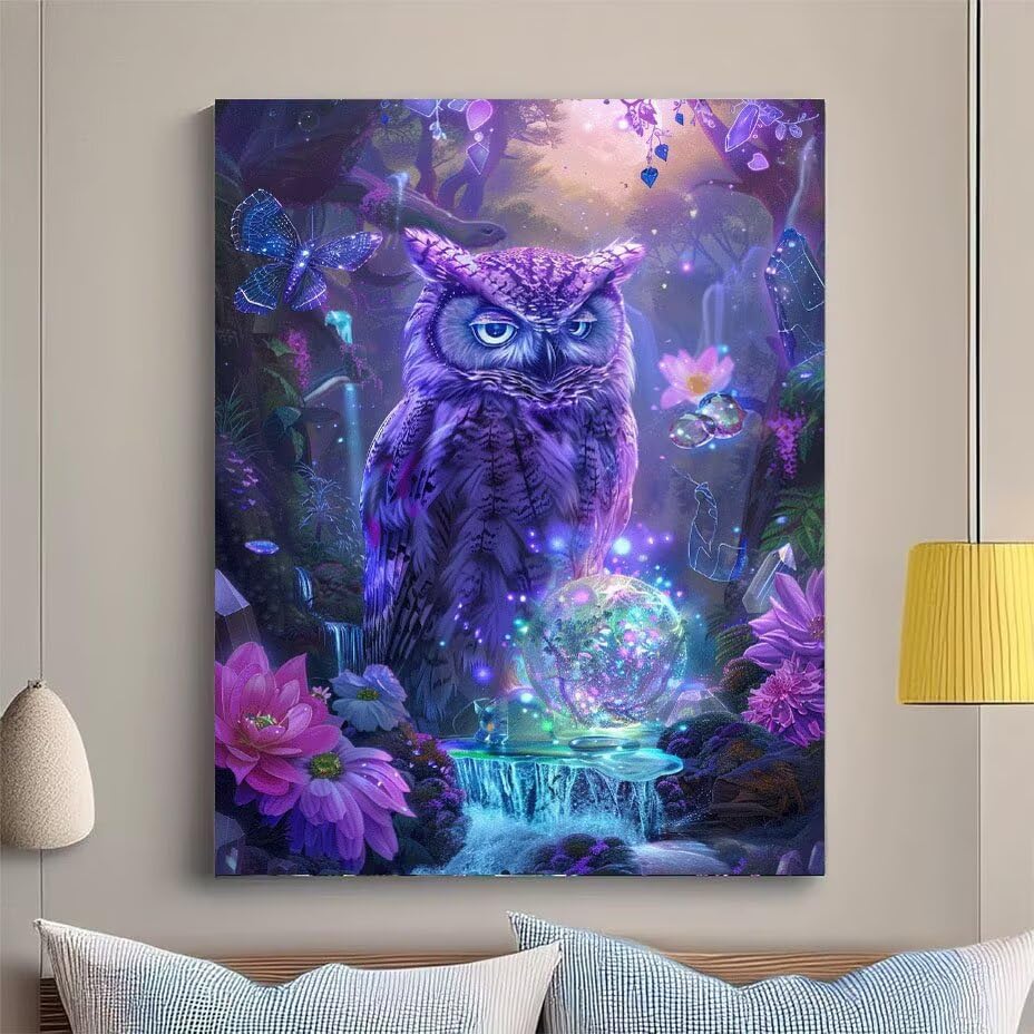 Diamond painting adulte chouette 45x60 cm kit complet broderie diamant - 2