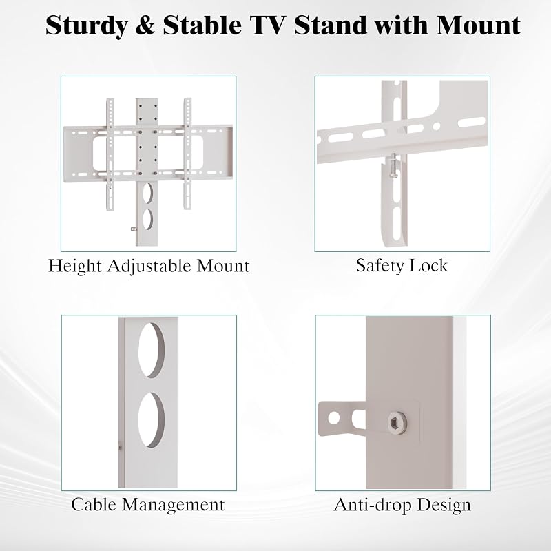63" W TV Stand with Mount,LED & Charging Station for 55,65,75" TV image 5