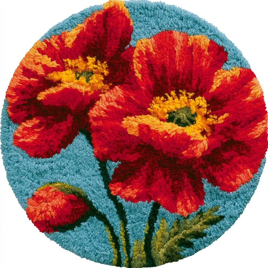 AMBATTERY Latch Hook Rug Kit Latch Hook Kits for Beginners,Red Flowers