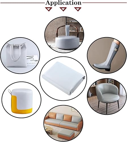 Vista 5 de Picheng Hojas de vinilo de piel sintética: tela de piel sintética lisa gris claro, impermeable, 54 x 36 pulgadas, tapicería de vinilo suave