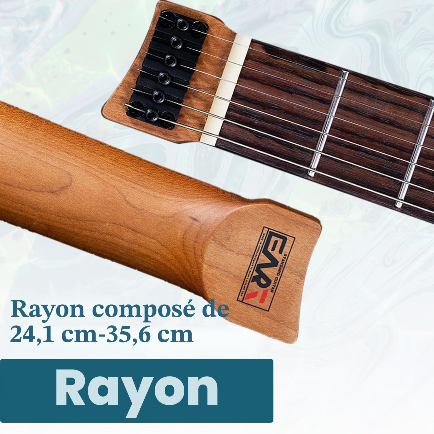 EART GW2P-SE Guitare électrique sans tête avec corps en acajou grillé et manche en érable du Canada, extrémités arrondies, frettes Medium Jumbo en acier inoxydable (Vert)