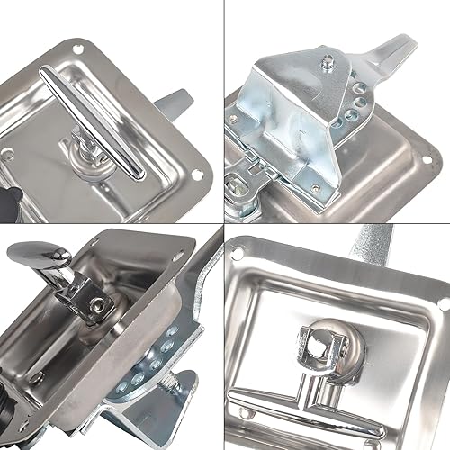 Miniatura 3 de Pestillo de caja de herramientas con cerradura en T, pestillo de puerta de remolque con junta y llaves, acero inoxidable altamente pulido para