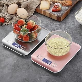Báscula de cocina digital Pantalla 1g Báscula de alimentos de acero inoxidable precisa for cocinar y hornear Pesaje (10 kg / 1 g) (Color : Rose Gold)
