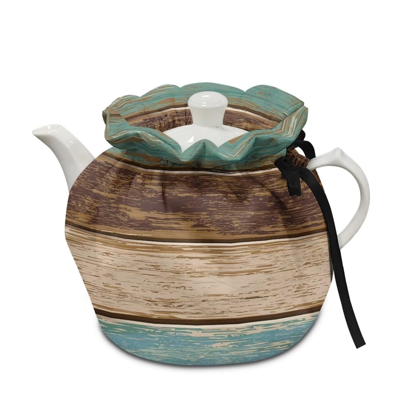 NETILGEN Tea Pot Cosy Insulating Tea Pot Cozies for Teapots Kitchen Accessory Home Table Decorative Breakfast Warmer Teapot Cozies Dust Cover, Rustic Wood Grain