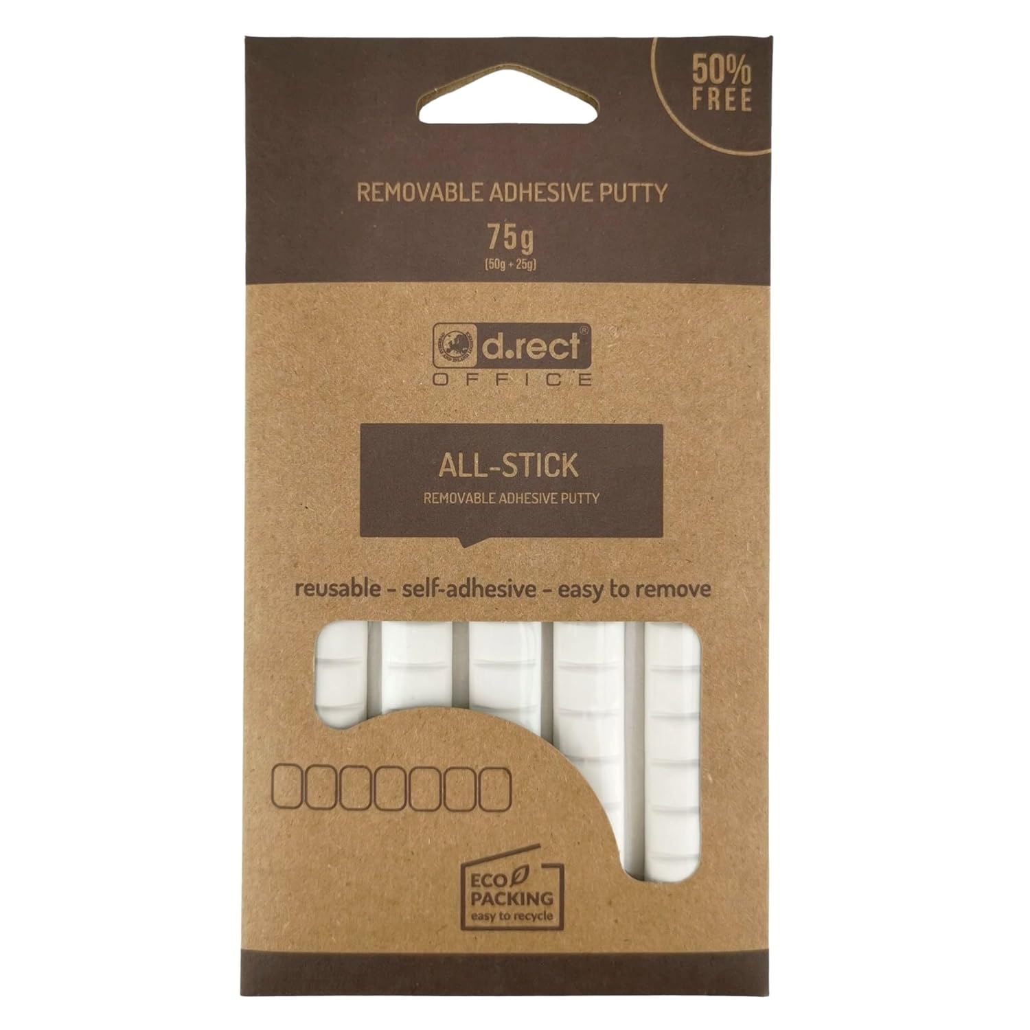 D.RECT - White Adhesive Pads | Removable Putty | Malleable Adhesive Paste | Blister Pack of 80 Pads