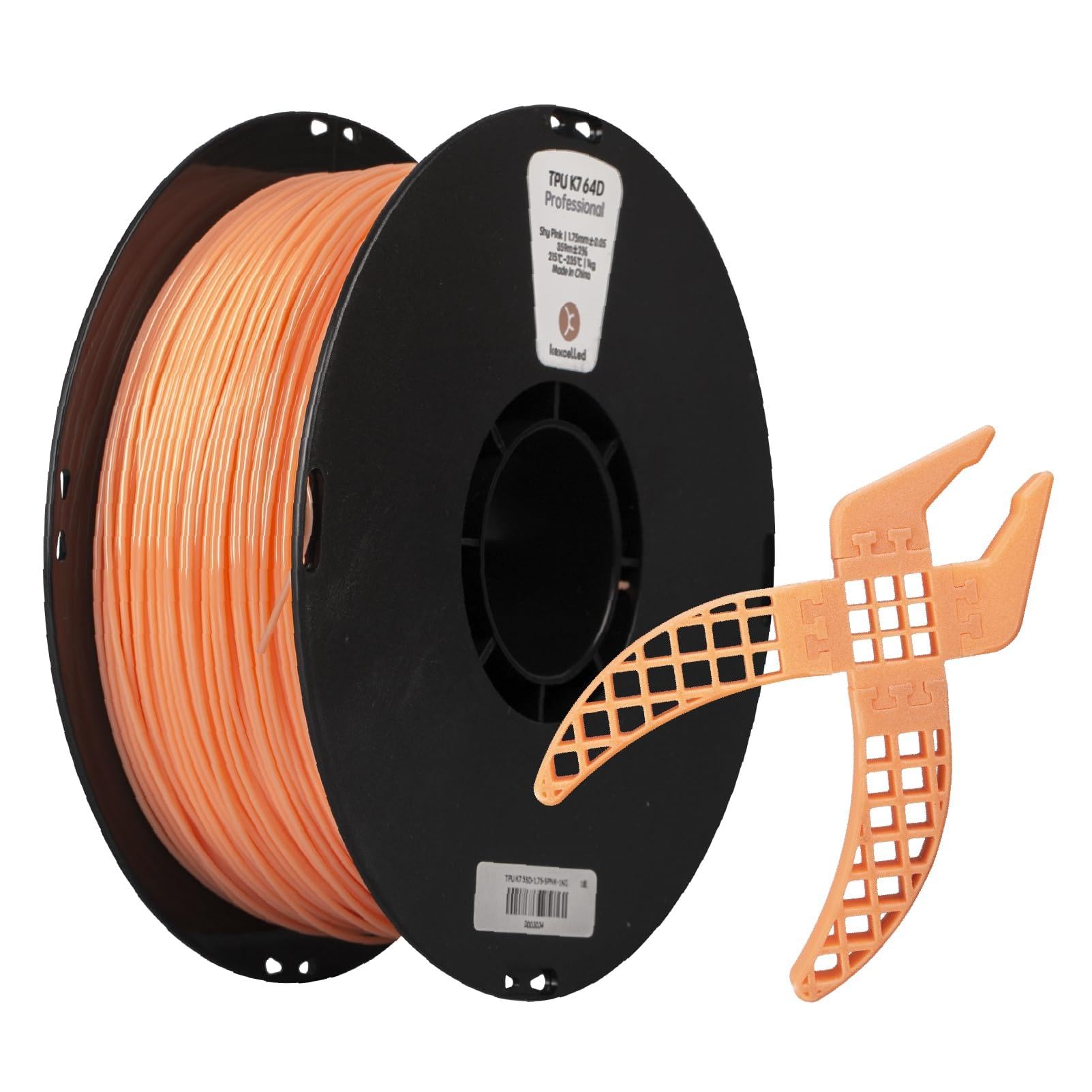 kexcelled TPU 64D Filament 1.75mm, High Hardness & Wear Resistance, 1kg Roll, Good Layer Bonding, 3D Printer Material, Blush Pink