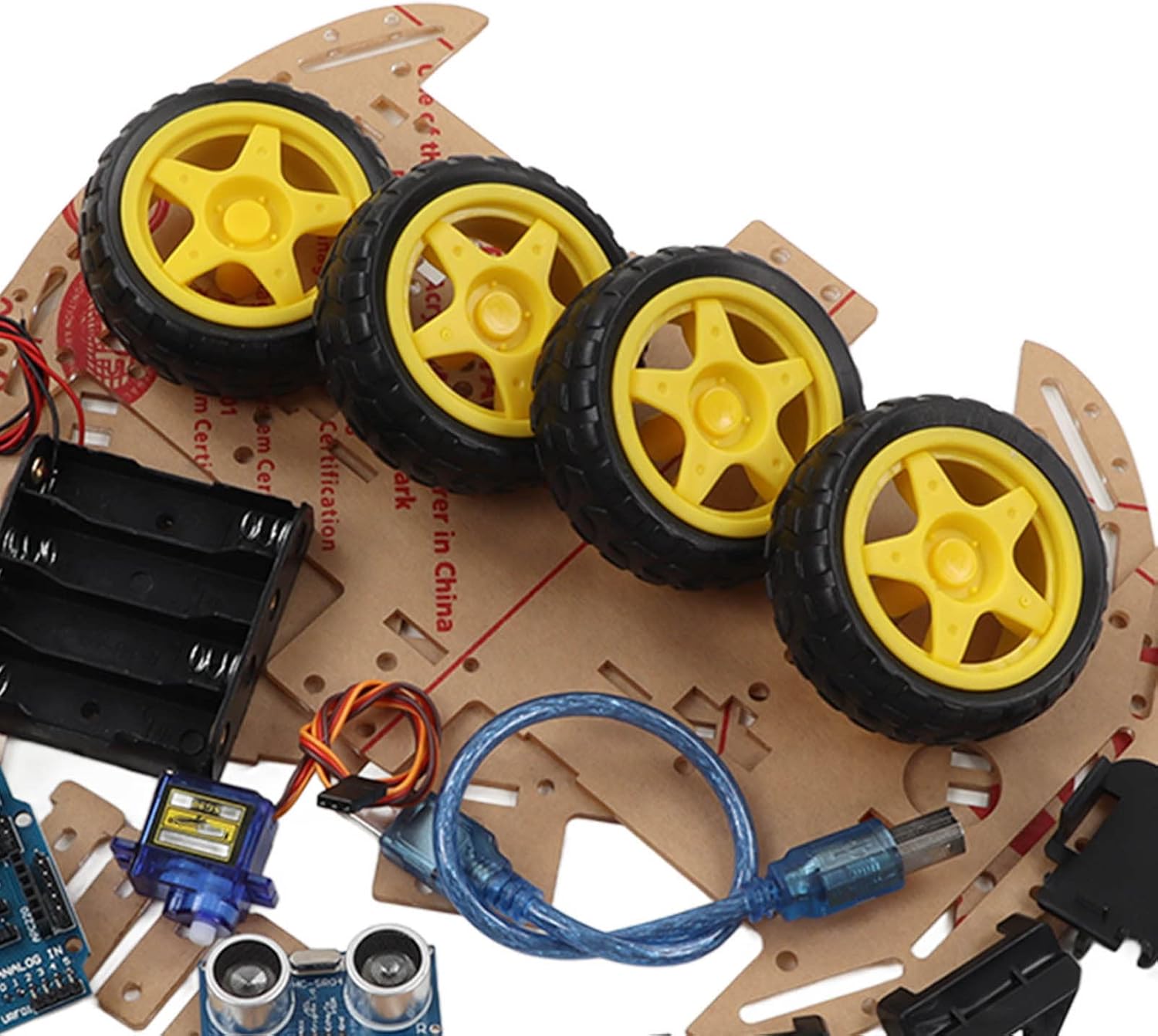 ViaGasaFamido Programmable Robot Car Kit 4WD DIY Smart Chassis Platform with Tracking Motors for Projects